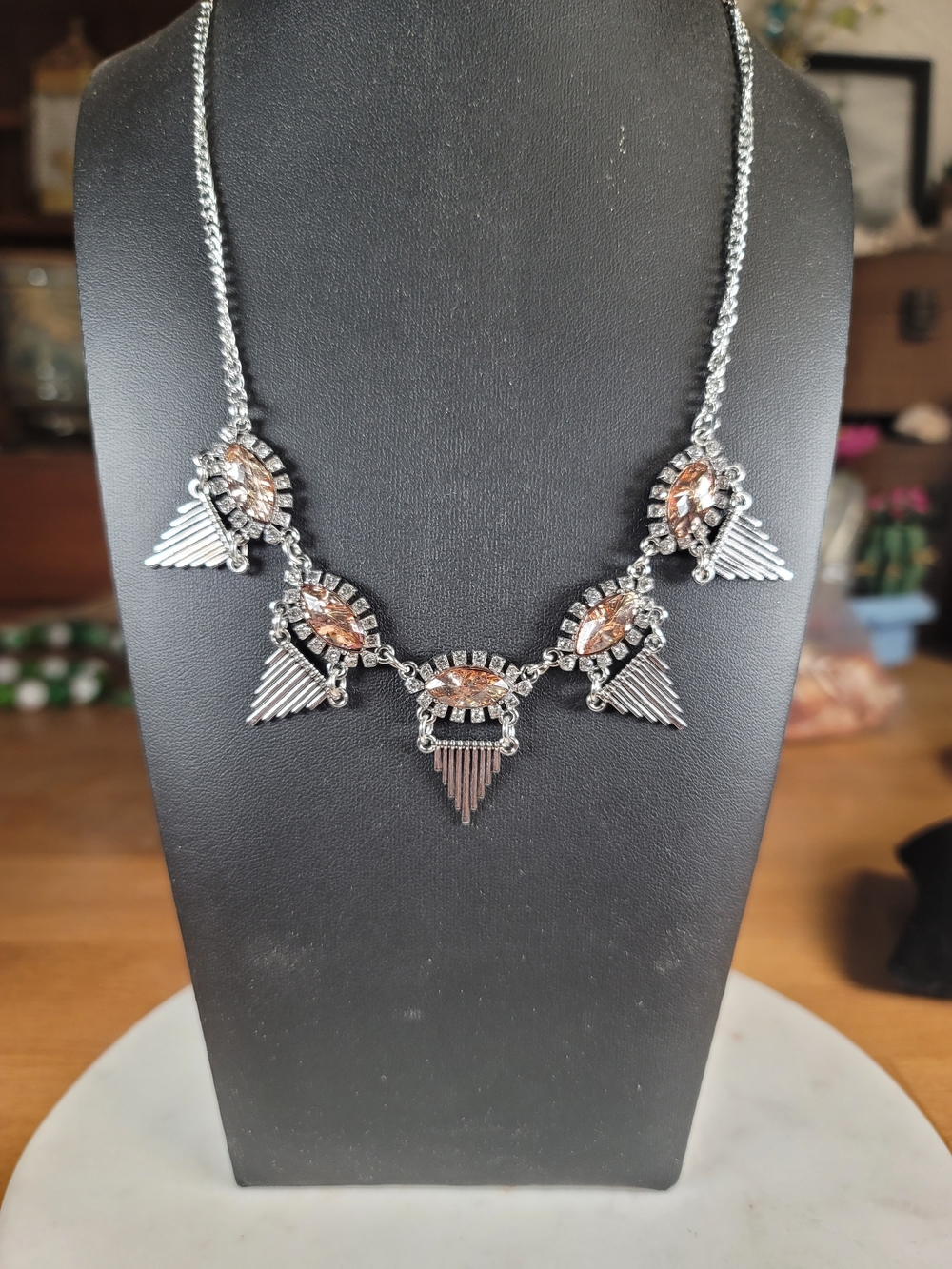 paparazzi Silver Necklace with Champagne Stones